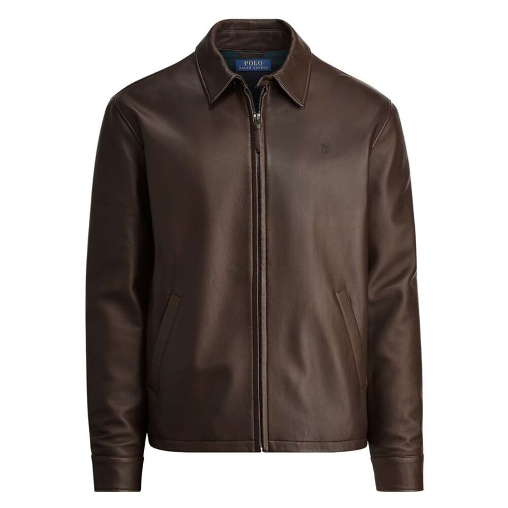 Polo Ralph Lauren Mens The Bayville Leather Jacket Medium Bison Brown - NWT